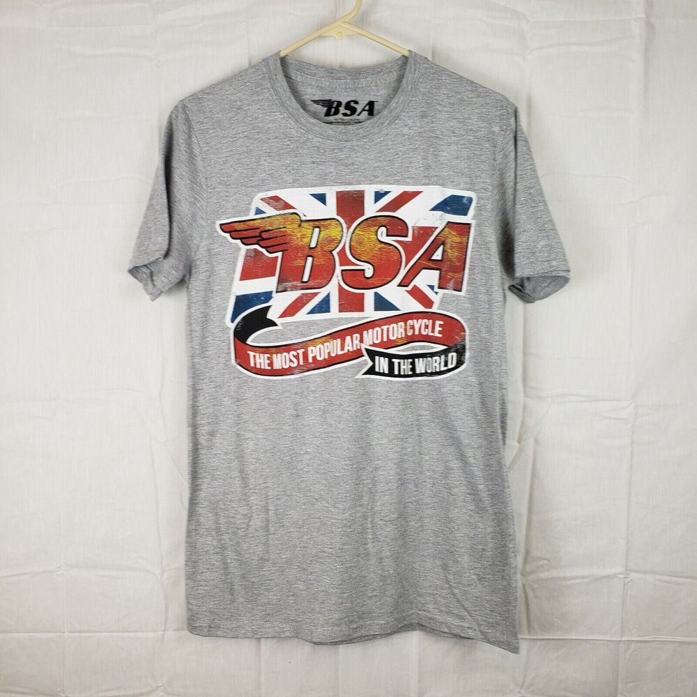 BSA‎ Mens Gray Short Sleeve Crew Neck Pullover Comfort Basic T Shirt Size Small